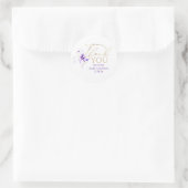 Purple Bow Elegant Script Thank You Runder Aufkleber (Tasche)