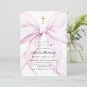 Purple Bow Girl Baptism Invitation Einladung (Stehend Vorderseite)