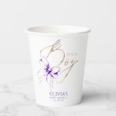 Purple Bow It's A Boy Baby Shower Pappbecher (Rückseite)