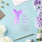Purple Bow She's Tying the Knot Bridal Shower  Acryleinladungen (In Situ (Hochzeit))