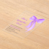 Purple Bow She's Tying the Knot Bridal Shower Acryleinladungen (Ablage )