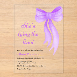 Purple Bow She's Tying the Knot Bridal Shower  Acryleinladungen