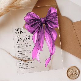 Purple Bow She's Tying The Knot Bridal Shower Acryleinladungen
