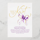 Purple Bow She's Tying The Knot Bridal Shower Folieneinladung (Vorderseite)