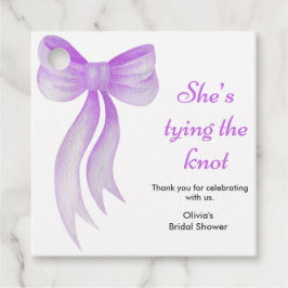 Purple Bow She's Tying the Knot Bridal Shower   Geschenkanhänger