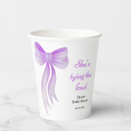 Purple Bow She's Tying the Knot Bridal Shower  Pappbecher