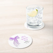 Purple Bow She's Tying the Knot Bridal Shower  Runder Pappuntersetzer (Vor Ort)