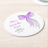 Purple Bow She's Tying the Knot Bridal Shower Runder Pappuntersetzer (Angewinkelt)