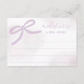 Purple Bow Watercolor Bridal Shower Advice Begleitkarte (Vorderseite)