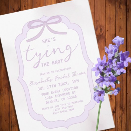 Purple Bow Watercolor Bridal Shower Einladung