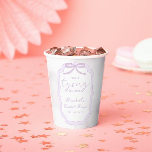 Purple Bow Watercolor Bridal Shower Pappbecher (Insitu)