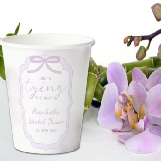 Purple Bow Watercolor Bridal Shower Pappbecher