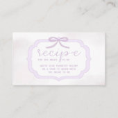 Purple Bow Watercolor Bridal Shower Recipe Begleitkarte (Vorderseite)