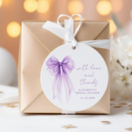 Purple Bow Watercolor Bridal Shower Thank You Geschenkanhänger