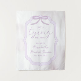 Purple Bow Watercolor Bridal Shower Wandteppich
