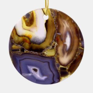 Purple Brown White Agate stone pattern  Keramik Ornament