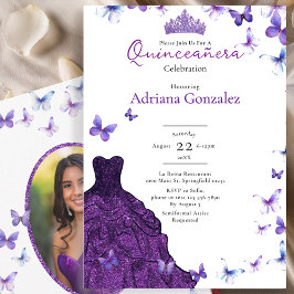 Purple Butterflies Dress Photo 15 XV Quinceanera Einladung