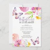 Purple Butterfly Baby Shower Invitations Einladung (Vorderseite)