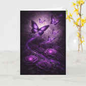 Purple Butterfly– Dark Bloom Collection Karte (Gelbe Blume)