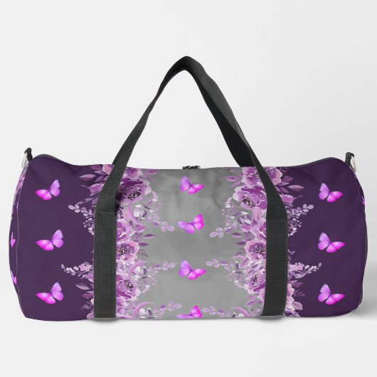 Purple Butterfly Duffel Bag Duffle Bag (Vorderseite)