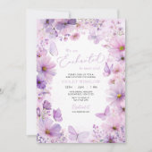 Purple Butterfly Floral Baby Shower Enchanted Einladung (Vorderseite)