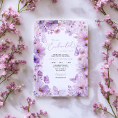 Purple Butterfly Floral Baby Shower Enchanted Einladung