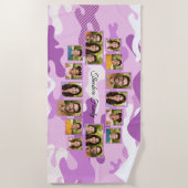 Purple Camo Family Collage Photo Strandtuch (Vorderseite)