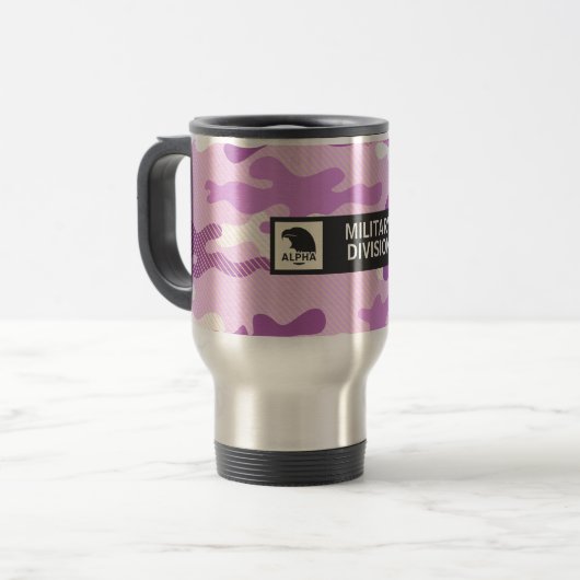 Purple Camouflage Pattern Reisebecher (Vorderseite Links)