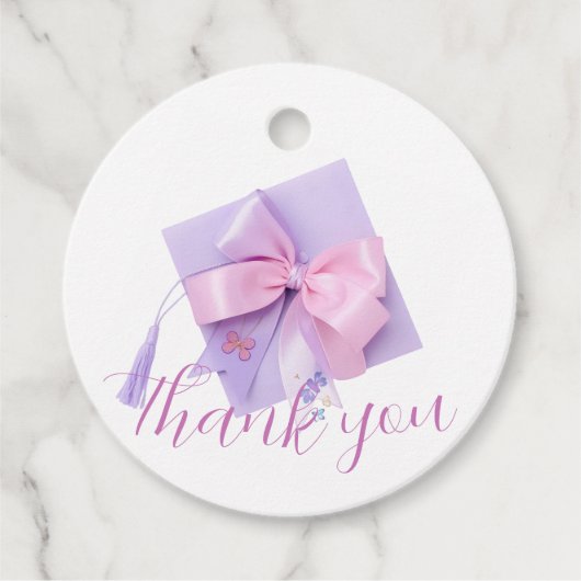 Purple Cap Graduation Party  Geschenkanhänger (Vorderseite)