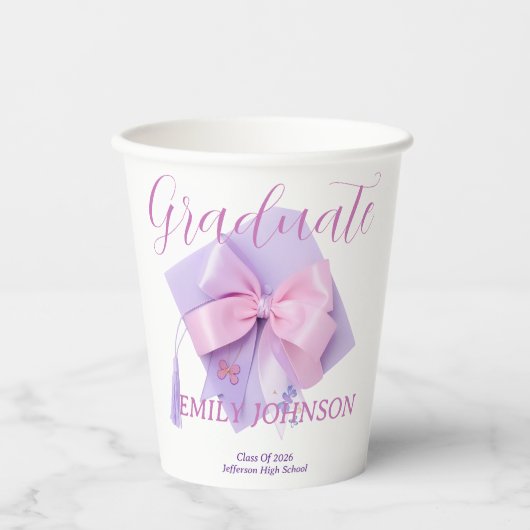 Purple Cap Graduation Party Paper Cup Pappbecher (Vorderseite)