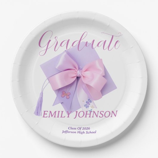 Purple Cap Graduation Party Paper Pappteller (Vorderseite)