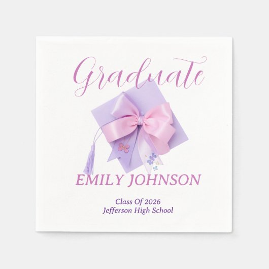 Purple Cap Graduation Party Paper Serviette (Vorderseite)