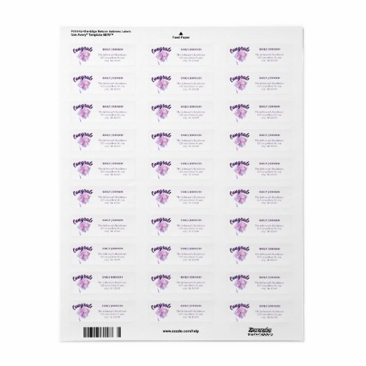 Purple Cap Modern Return Address Labels (Vorne)