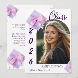 Purple Cap Photo Graduation Announcement  Einladung