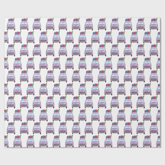 Purple Car with Christmas Ohrts Watercolor Geschenkpapier (Flach)