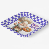 Purple Check Pizza Party Pappteller (Gewinkelt)