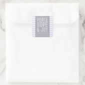 Purple Chevron Peace Hope and Joliday Quadratischer Aufkleber (Tasche)