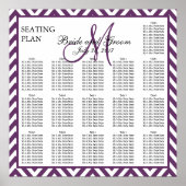 Purple Chevron Zig Zag Wedding Seating Chart Poster (Vorne)