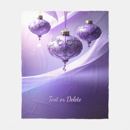 Purple Christmas Ball Fleece Blanket (Vorderseite)