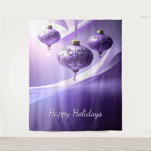 Purple Christmas Ball Holiday Backdrop Wandteppich (Vorderseite)