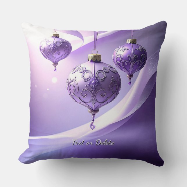 Purple Christmas Ball Holiday Throw Pillow Kissen (Vorderseite)