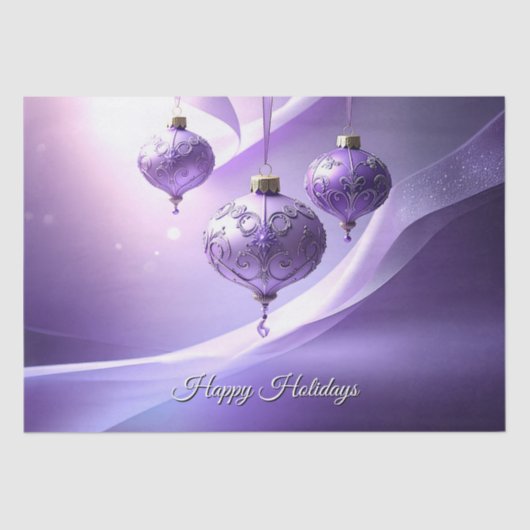 Purple Christmas Ball Holiday Tissue Paper Seidenpapier (Vorderseite)