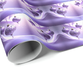 Purple Christmas Ball Holiday Wrapping Paper Geschenkpapier