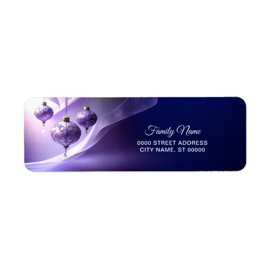 Purple Christmas Ball Return Address Label (Vorne)
