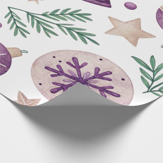 Purple Christmas Bells Wrapping Paper Geschenkpapier (Ecke)