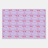 Purple Christmas Elegant Snowflake Heart Pattern Geschenkpapier Set (Vorderseite 3)