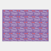 Purple Christmas Elegant Snowflake Heart Pattern Geschenkpapier Set (Vorderseite 2)