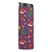 Purple Christmas Pattern Aesthetic – Cute Holiday  Thermosbecher (Nach rechts gedreht)