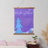 Purple Christmas Trees Wood Topped Wall Tapestry Wandteppich Mit Holzrahmen (Schlafzimmer)