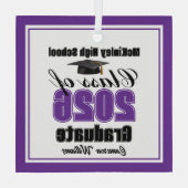 Purple Class of 2026 Graduation Custom Christmas Ornament Aus Glas (Rückseite)
